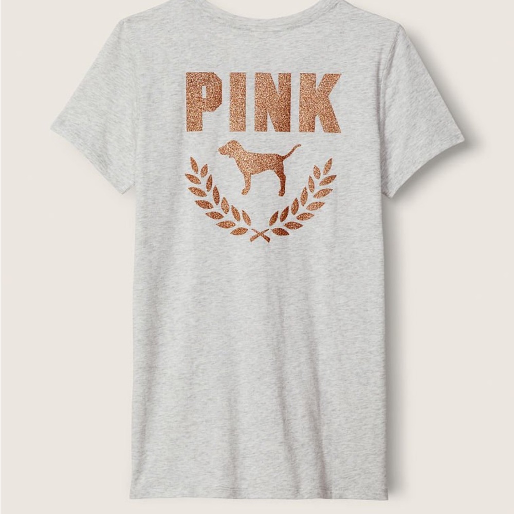 VS PINK SHORT SLEEVE GLITTER BLING T SHIRT NEW VICTORIA’S SECRET SPARKLE